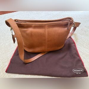Coach Tan Leather Shoulder Bag with Adjustable Strap